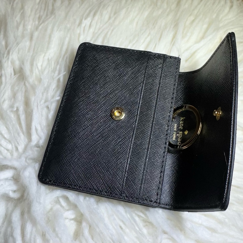 Kate Spade Black Saffiano Leather “Laurel Way” Small Snap Wallet Gold Hardware - Picture 9 of 10